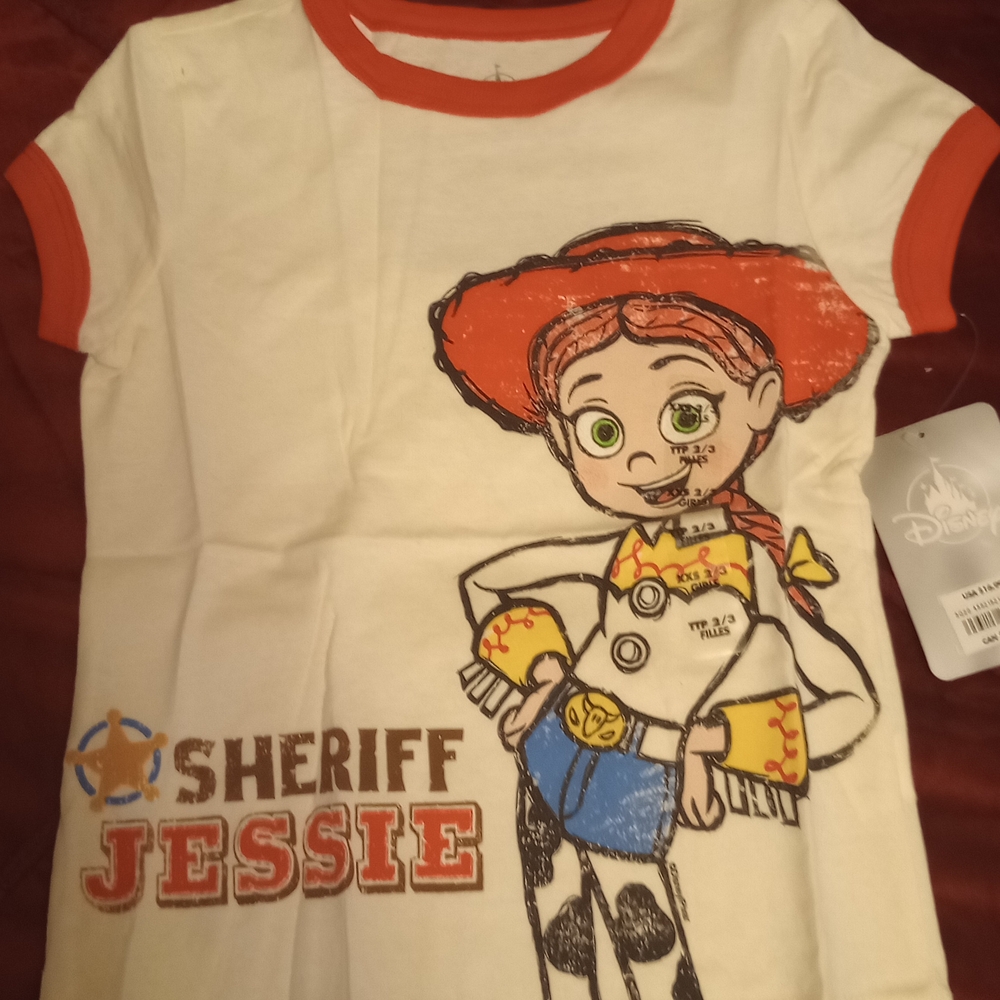 Disney Sheriff Jessie Kids Short Sleeve Tee - Red and White